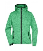 JN 588 Ladies Knitted Fleece Hoody green-melange/black (Art.Nr.: LKFH)